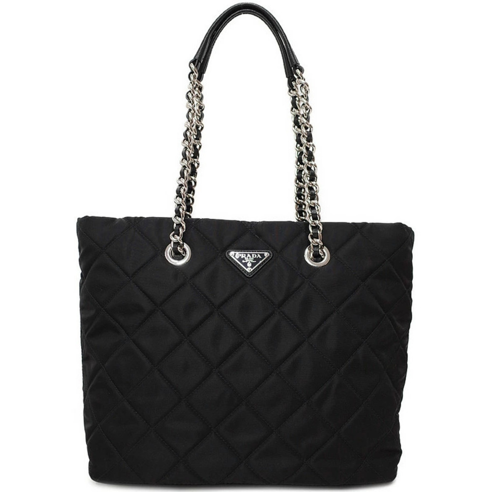 Prada Quilted Chain Tote Bag Black